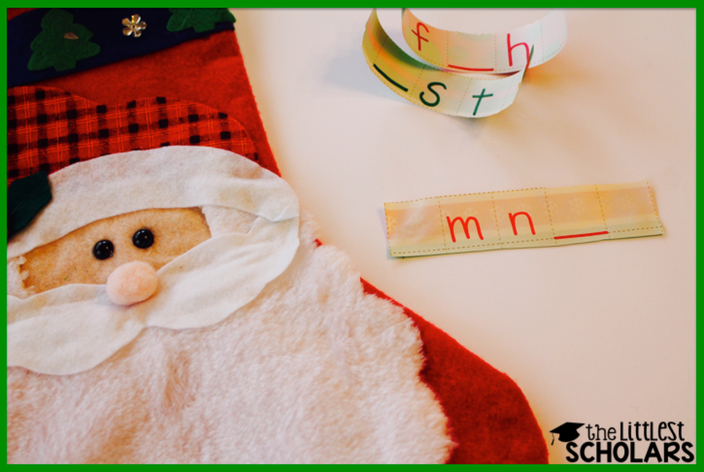 Write a series of letters on scrap pieces of wrapping paper. Students say the letters, identify the letter that is missing, and record the series of letters on the recording sheet. I placed the strips in a stocking for a little novelty--I know they'll love it! Write a series of letters on scrap pieces of wrapping paper. Students say the letters, identify the letter that is missing, and record the series of letters on the recording sheet. I placed the strips in a stocking for a little novelty--I know they'll love it!